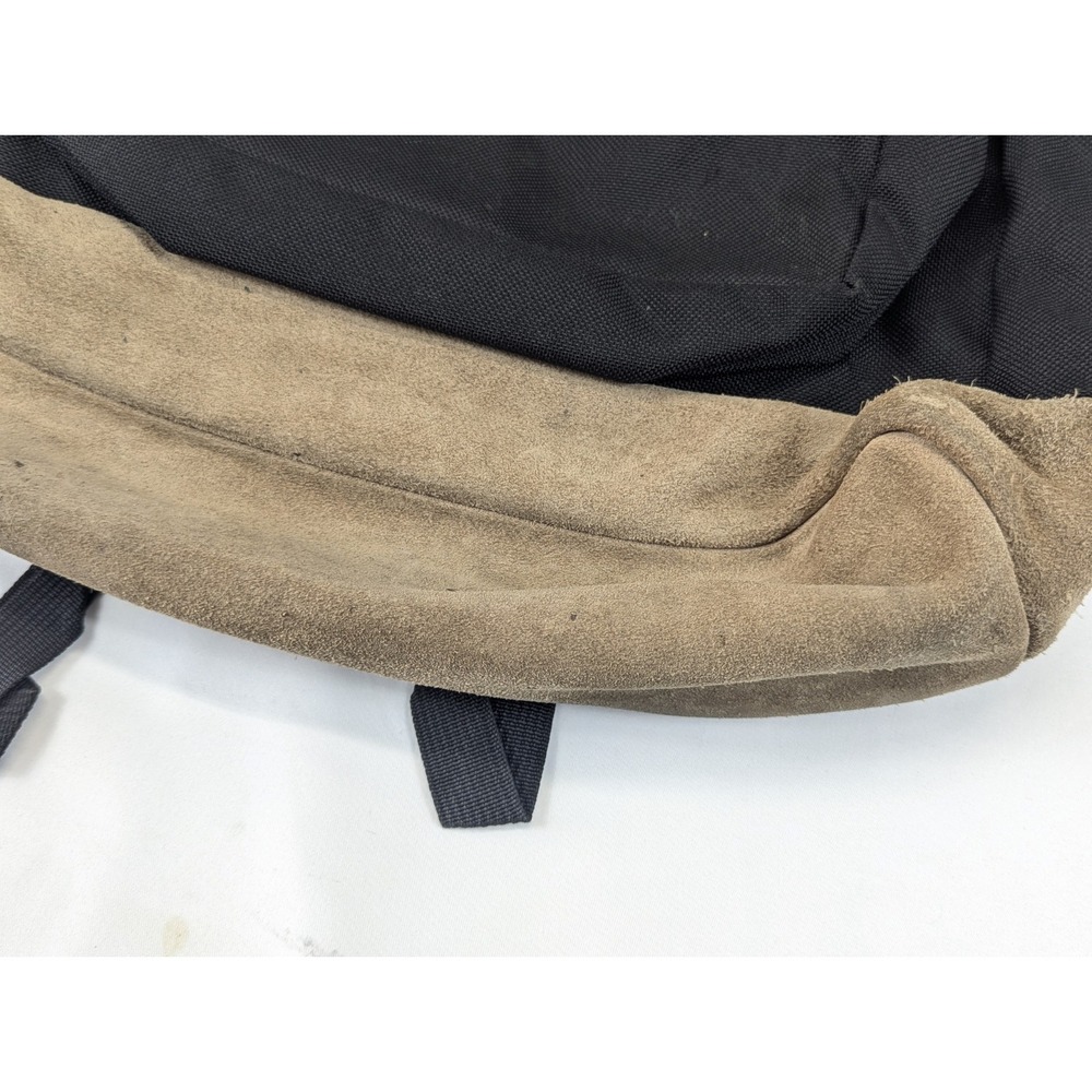 JanSport Backpack Black Nylon Suede Leather School Y2K Adjustable Collage - Picture 5 of 10